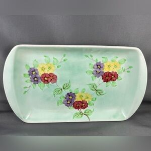 Vintage Radford England Art Pottery Hand Painted Floral Tray. 
Length 9 1/4” in